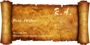 Rus Andor névjegykártya